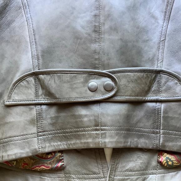 TASHA POLIZZI tan distressed leather moto style jacket Small - Picture 12 of 12